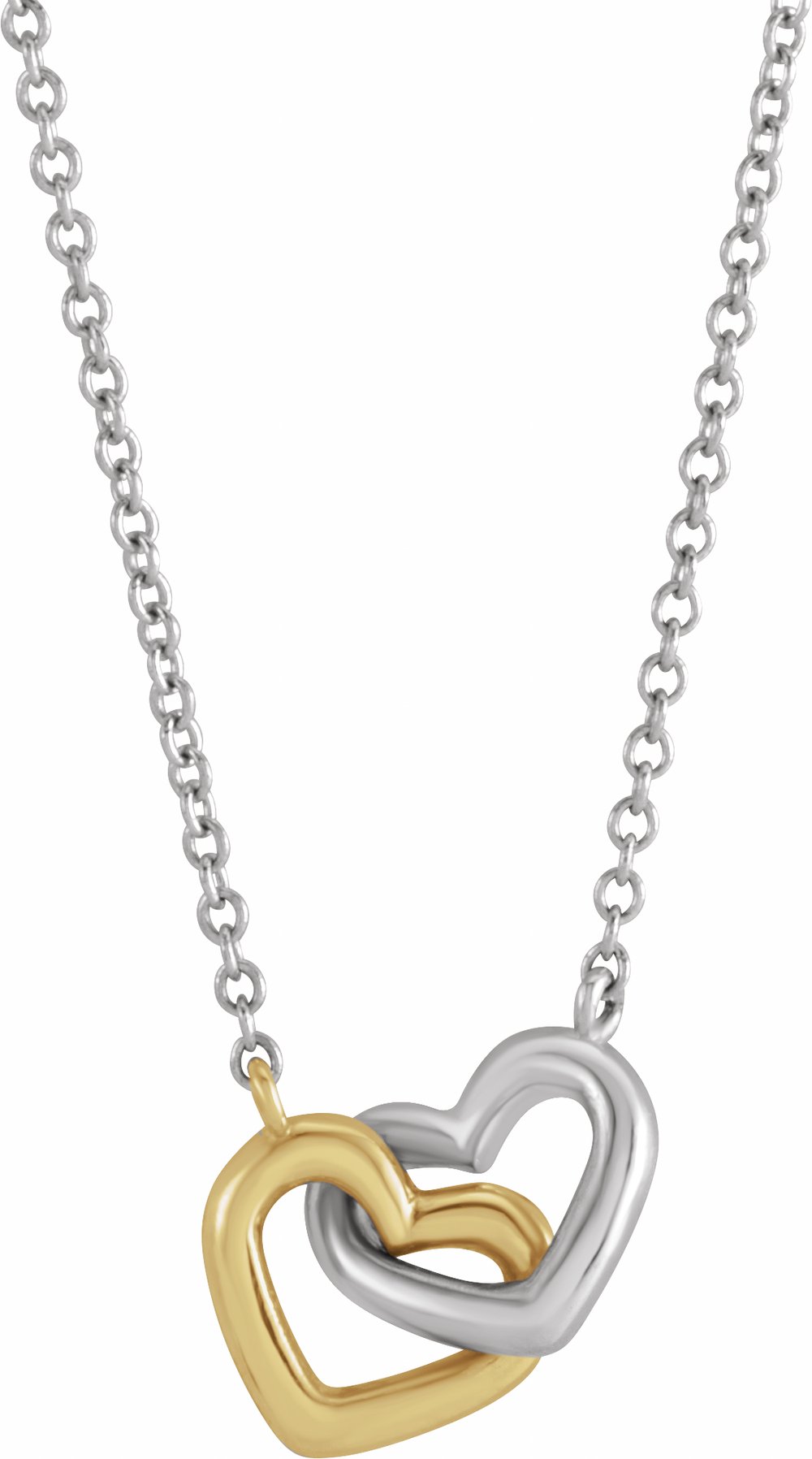 14K Yellow/White Interlocking Heart 18" Necklace