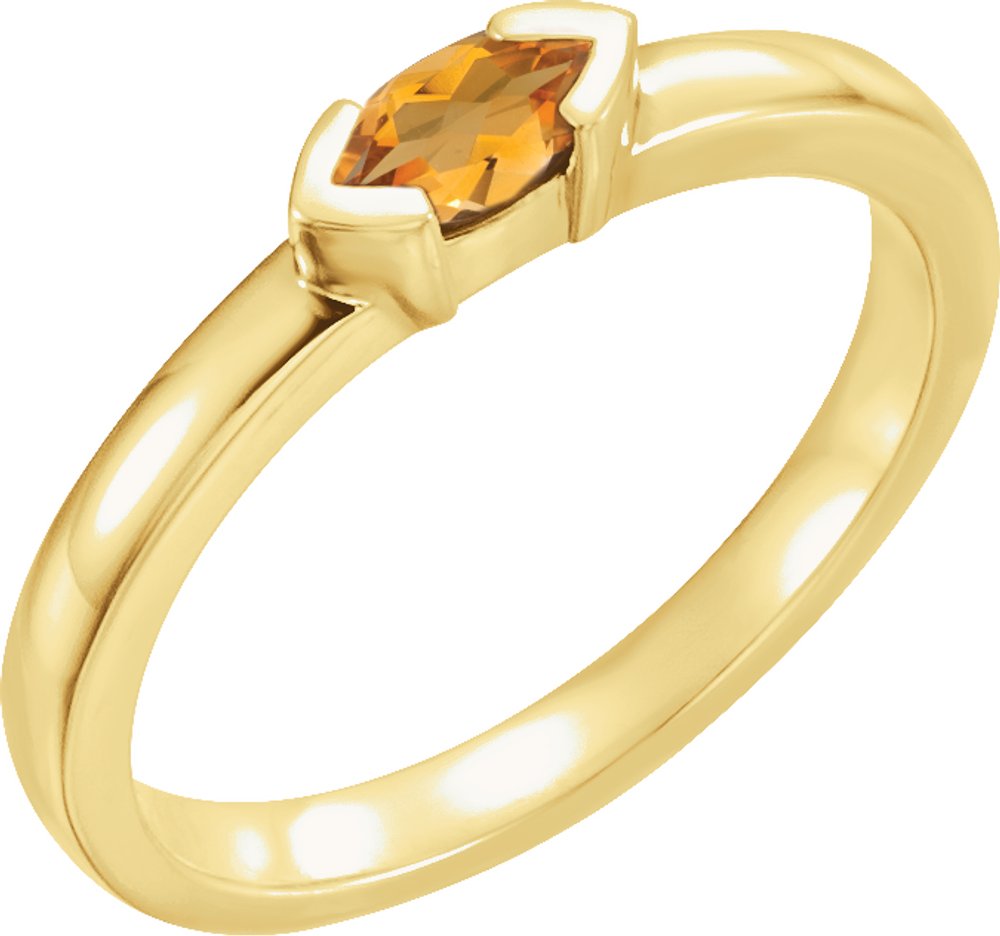 14K Yellow Gold Natural Citrine Stackable Family Ring