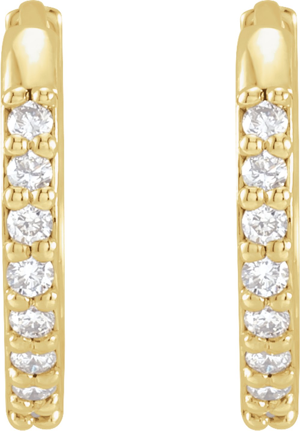 14K Yellow Gold 1/8 CTW Natural Diamond Hinged 12.5 mm Hoop Earrings