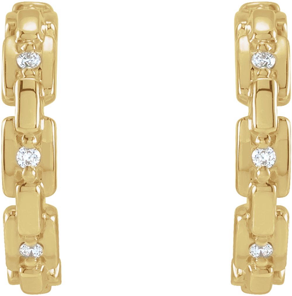 14K Yellow Gold .04 CTW Natural Diamond Chain Link 12.5 mm Huggies