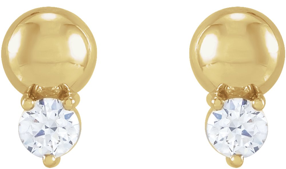 14K Yellow 1/8 CTW Natural Diamond Bead Earrings