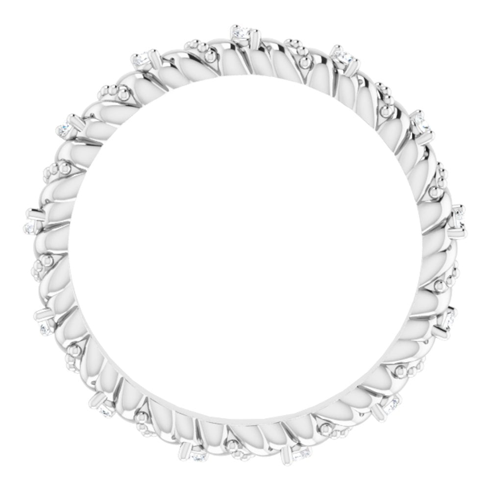 14K White 1/10 CTW Natural Diamond Eternity Band Size 6
