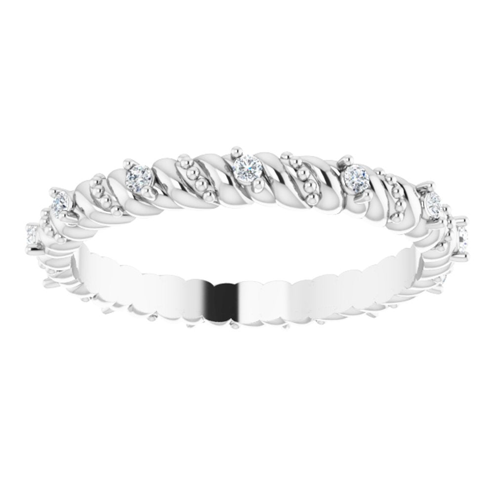 14K White 1/10 CTW Natural Diamond Eternity Band Size 6