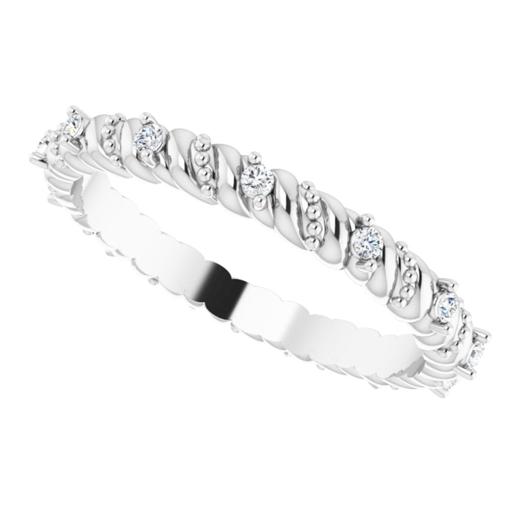 14K White 1/10 CTW Natural Diamond Eternity Band Size 6