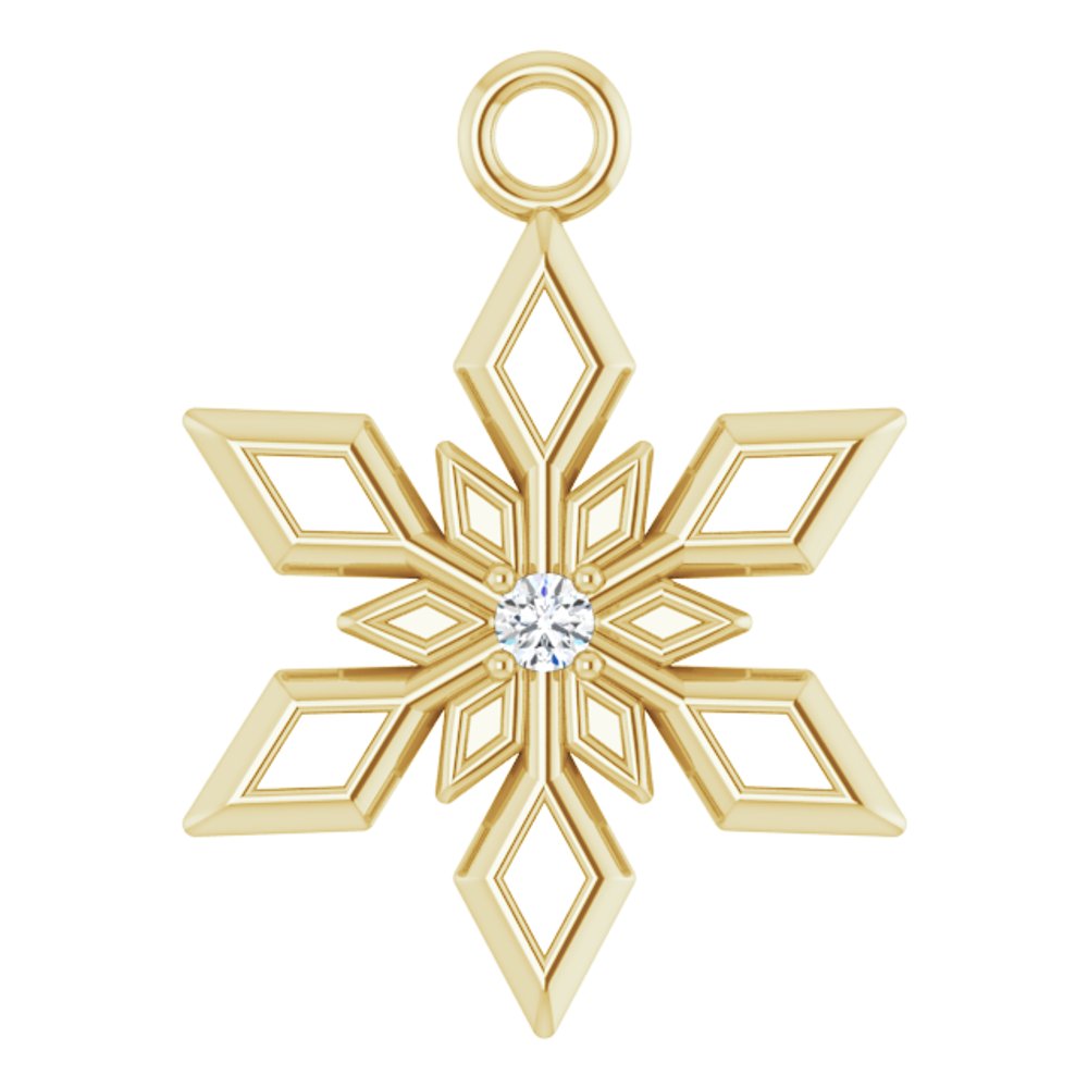 14K Yellow .01 CT Natural Diamond Snowflake Dangle