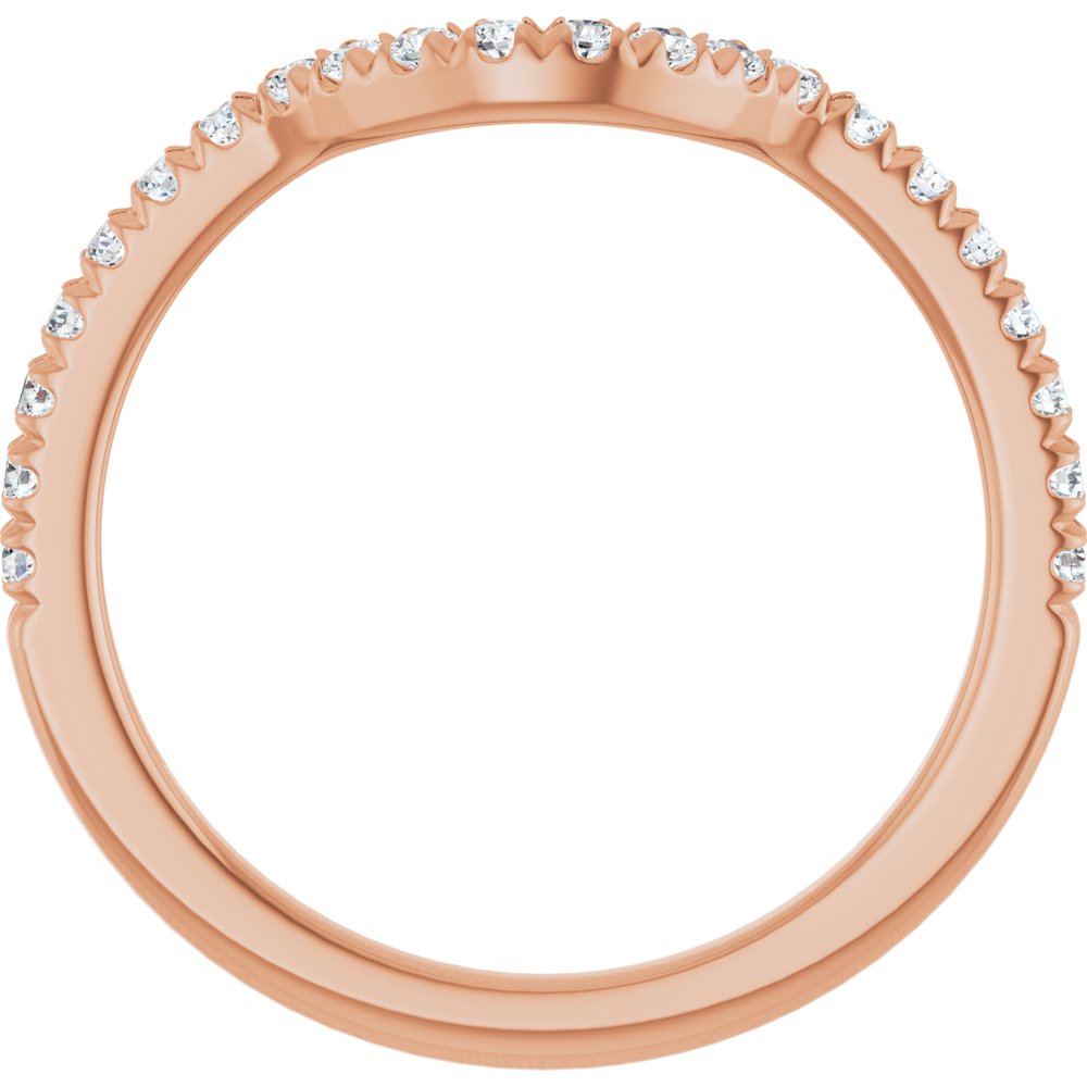 14K Rose 1/3 CTW Natual Diamond French-Set Contour Band