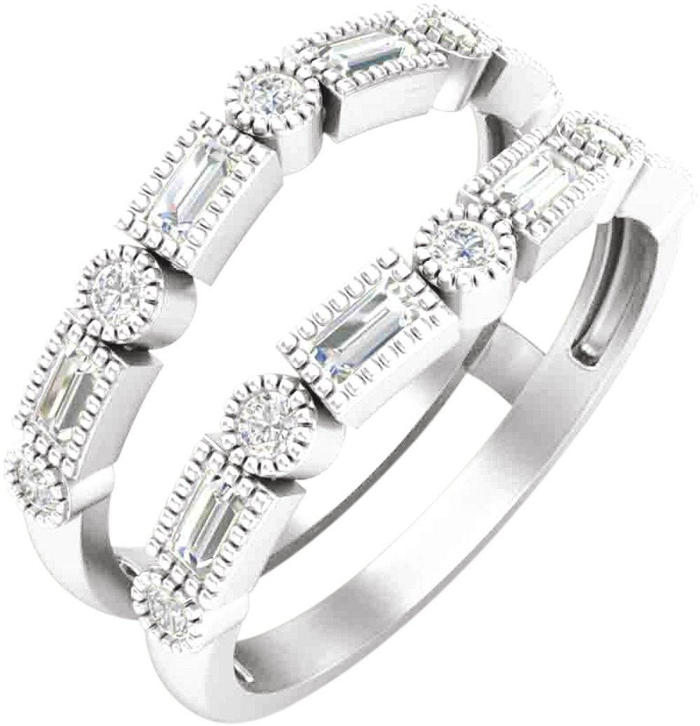 14K White Gold 1/2 CTW Natural Diamond Ring Guard