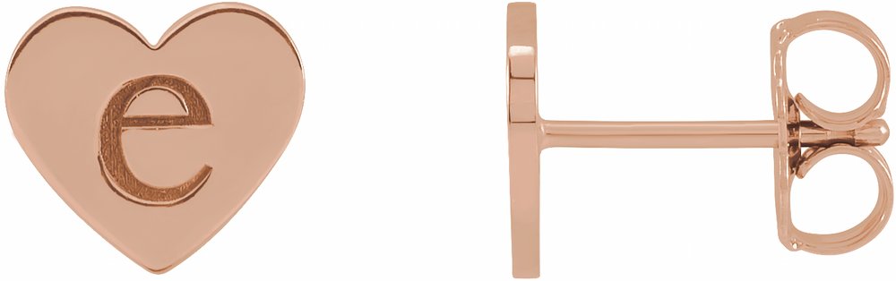14K Rose Gold 8 mm Engravable Heart Earrings