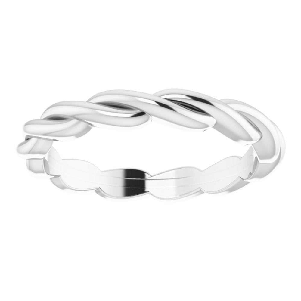 14K White Woven-Design Band