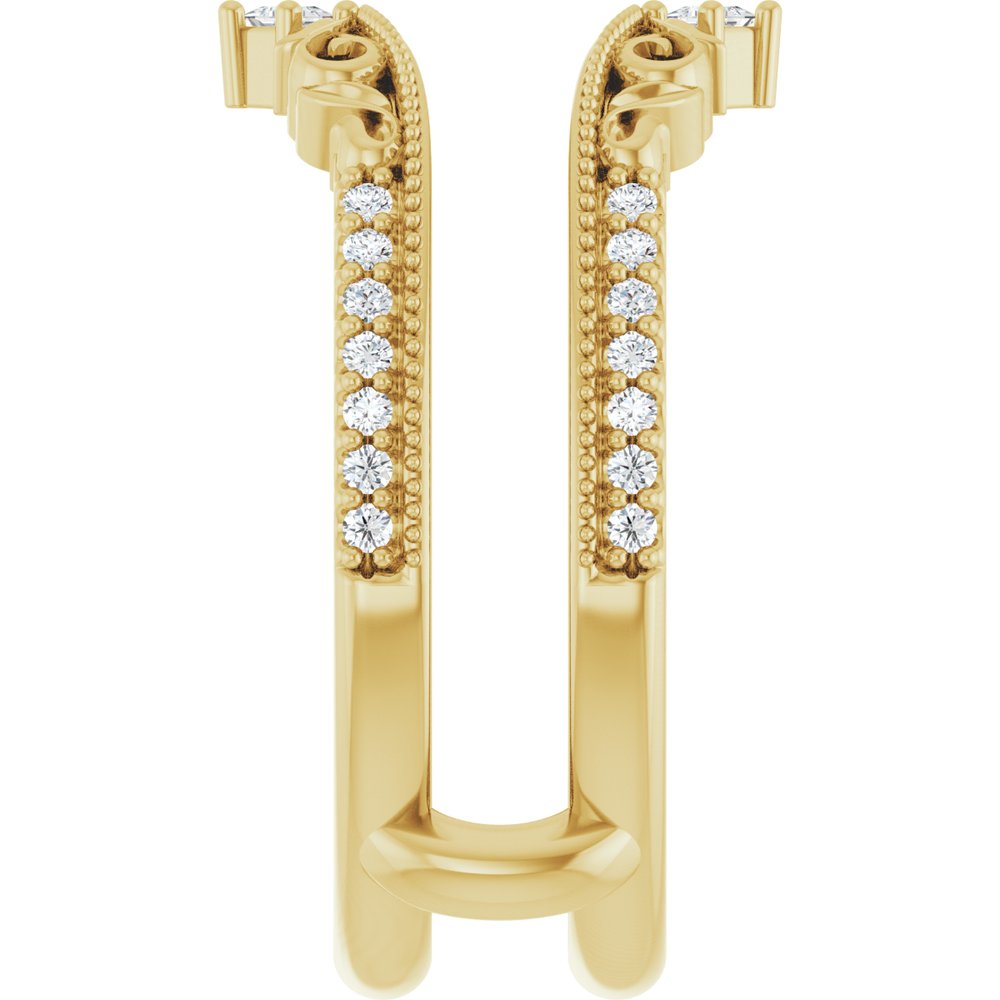 14K Yellow 1/6 CTW Natural Diamond Accented Floral Inspired Ring Guard