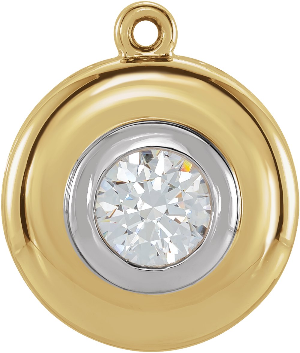 14K Yellow/White 7 mm Round Bezel-Set Dangle