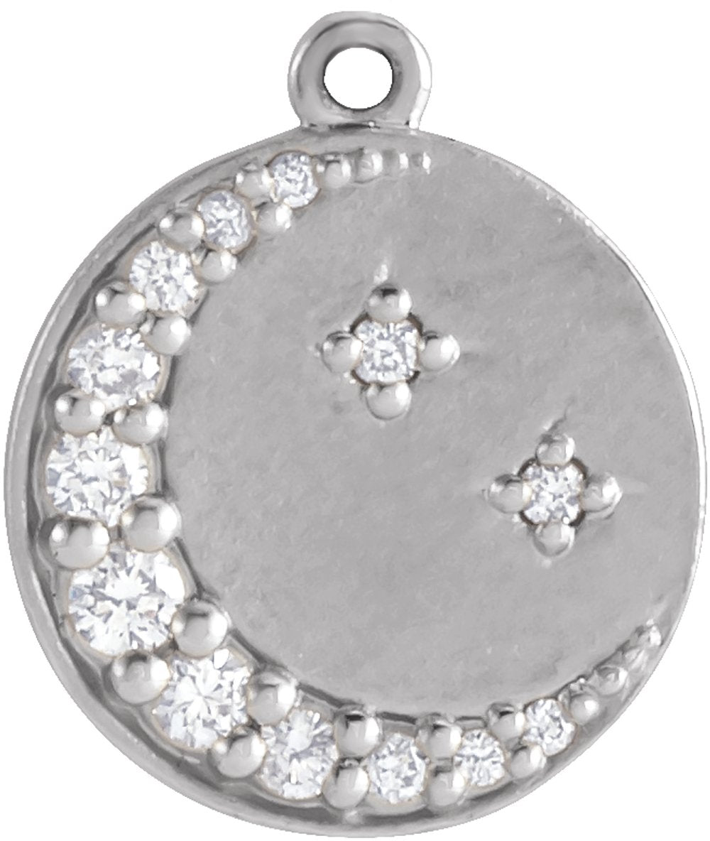 14K White .08 CTW Natural Diamond Half Moon Dangle