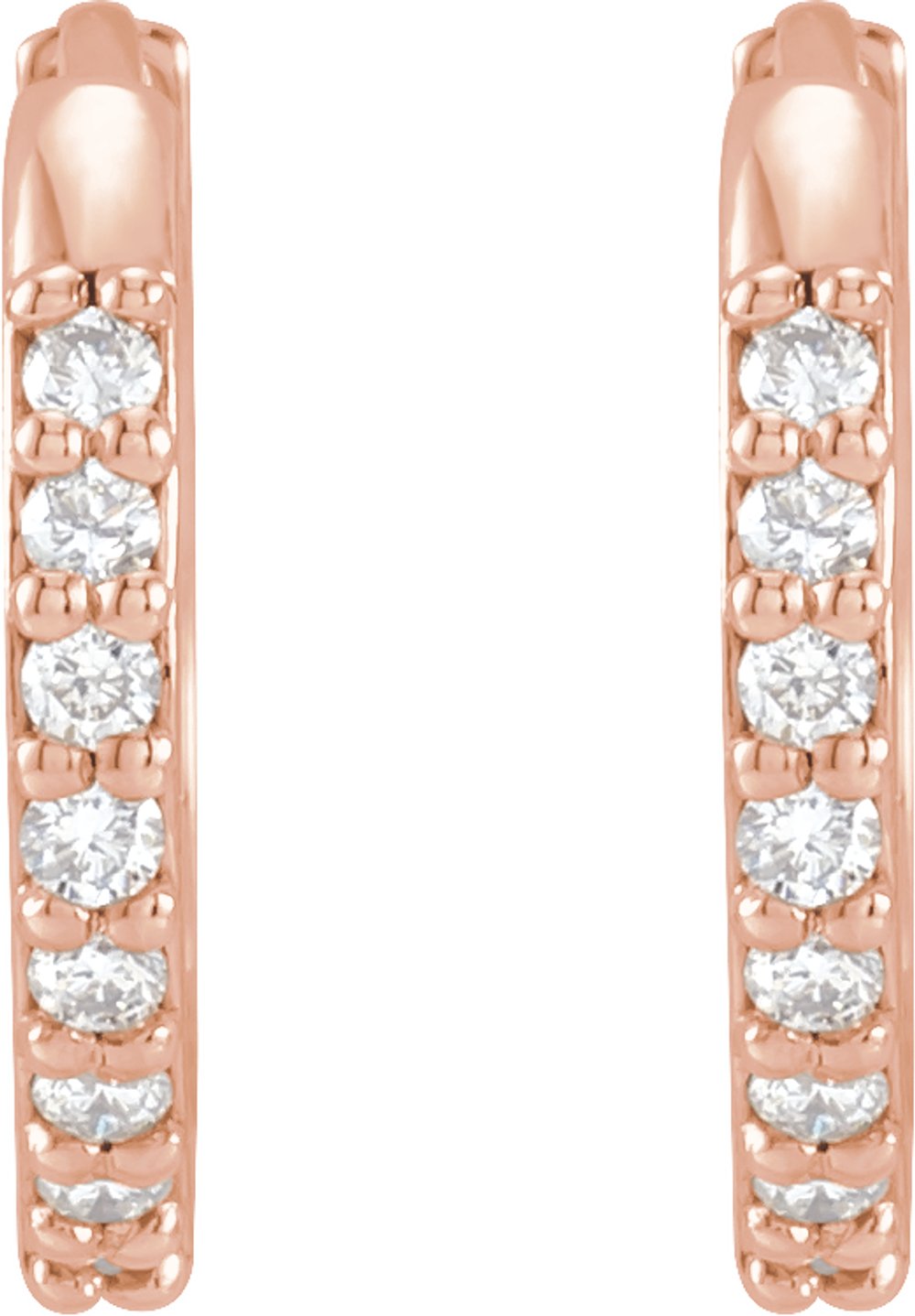 14K Rose Gold 1/8 CTW Natural Diamond Hinged 12.5 mm Hoop Earrings