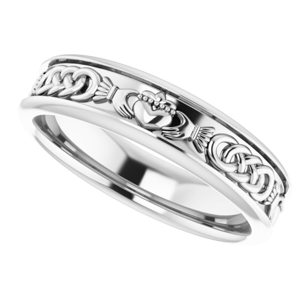 14K White Claddagh Band Sze 12