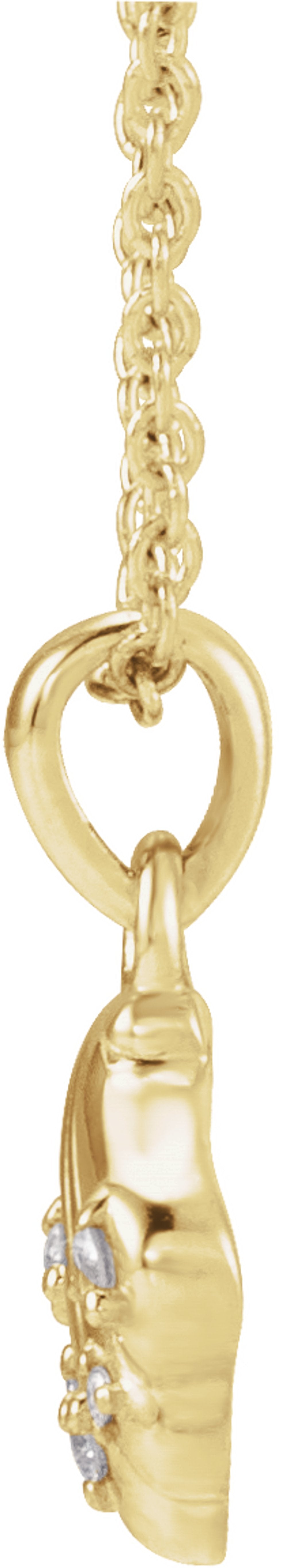 14K Yellow Gold .03 CTW Natural Diamond Seashell 16-18" Necklace