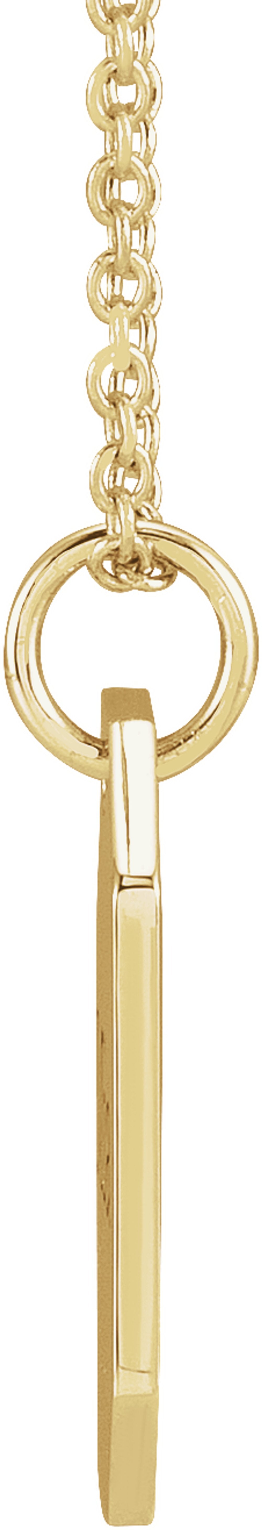 14K Yellow Gold Engravable Dog Tag 16-18" Necklace
