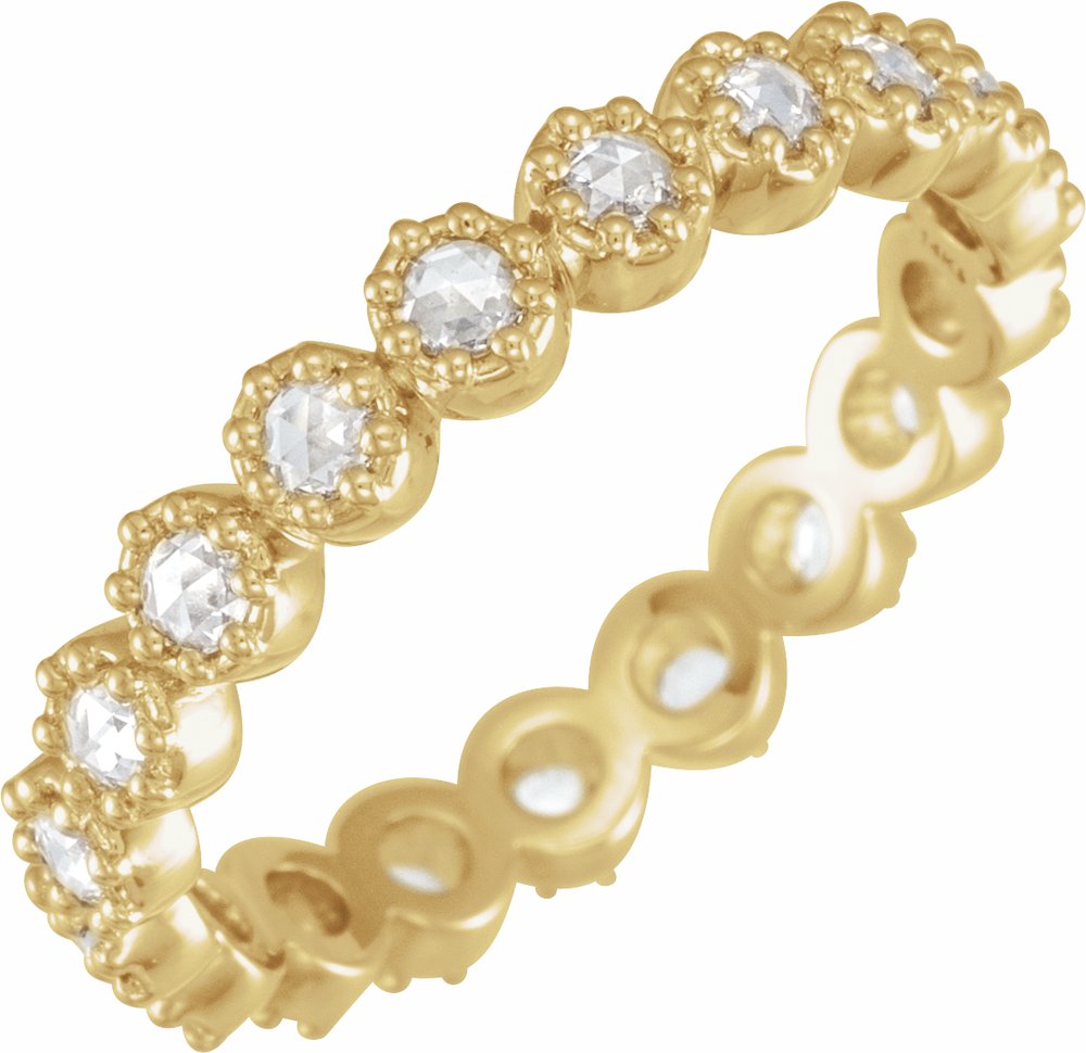 14K Yellow Gold 1/2 CTW Natural Diamond Rose-Cut Eternity Band Size 7