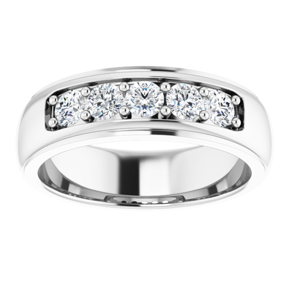 14K White Gold 7/8 CTW Natural Diamond Band