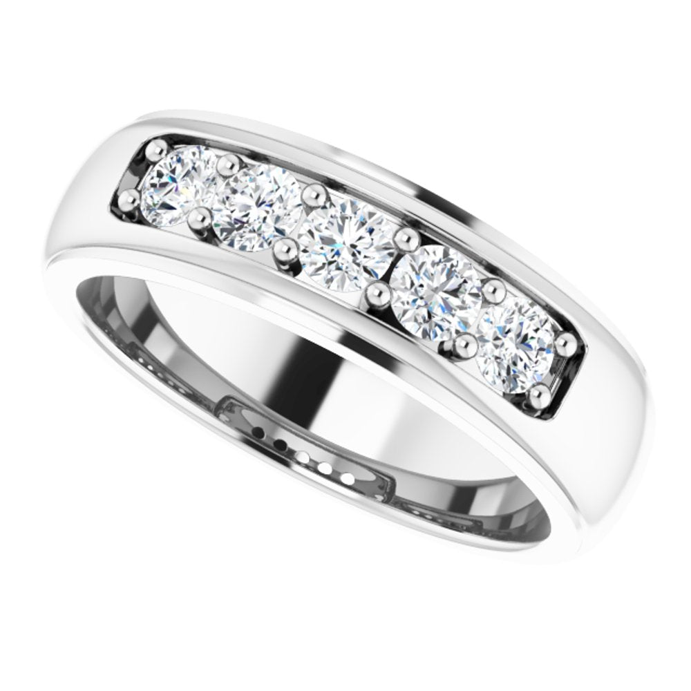 14K White Gold 7/8 CTW Natural Diamond Band