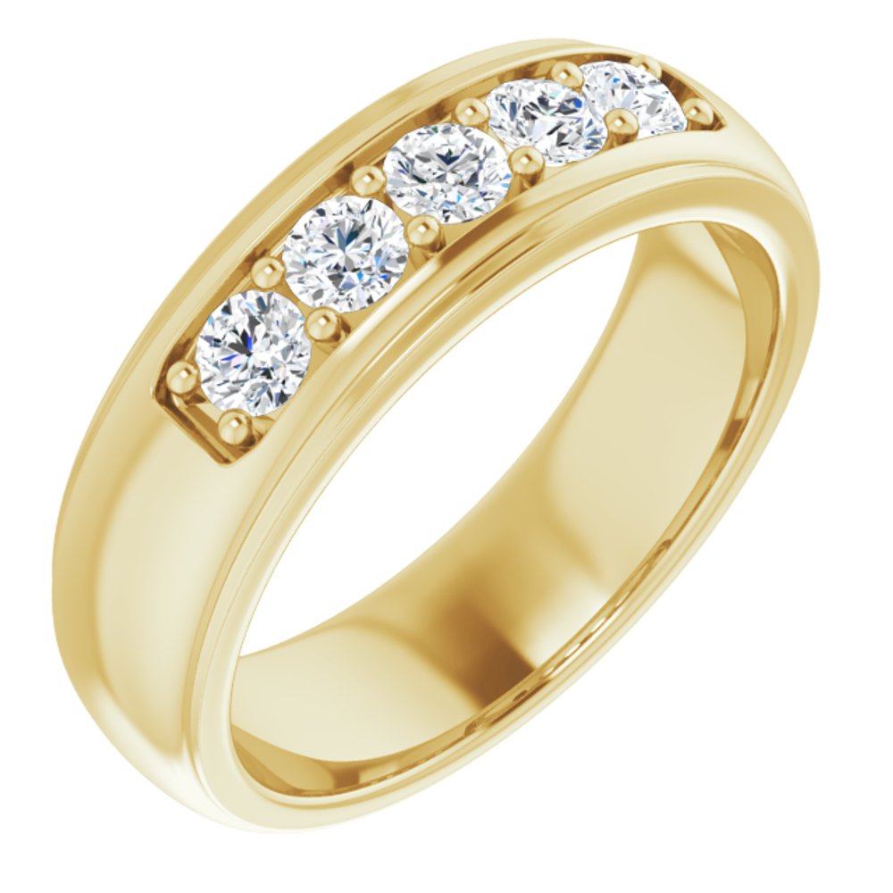 14K Yellow Gold 3/4 CTW Natural Diamond Band