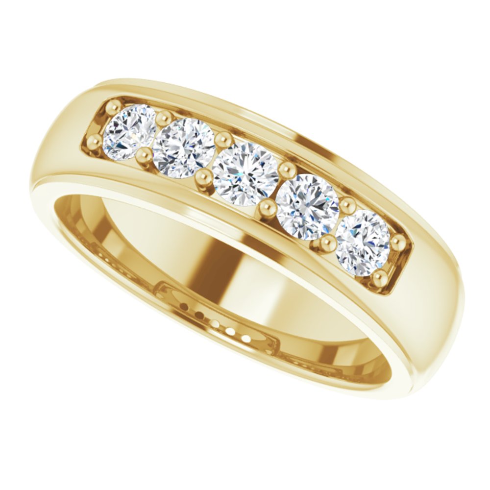 14K Yellow Gold 3/4 CTW Natural Diamond Band