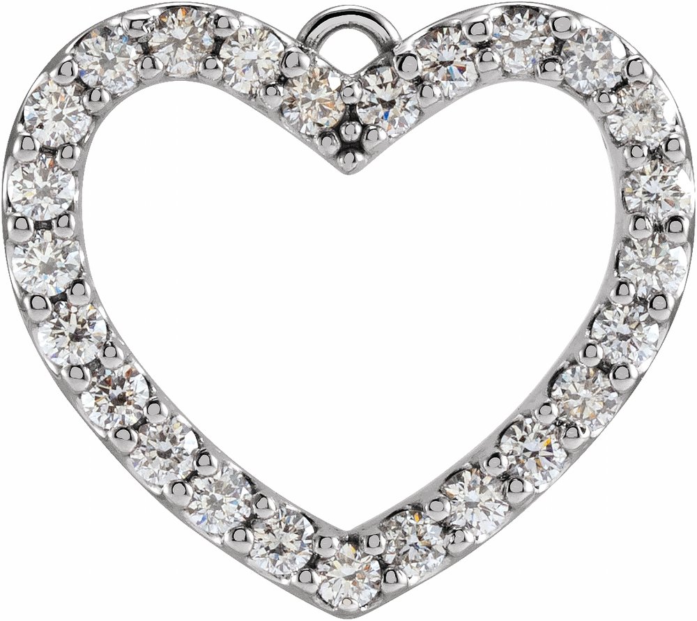 14K White 1 CTW Natural Diamond Heart Dangle