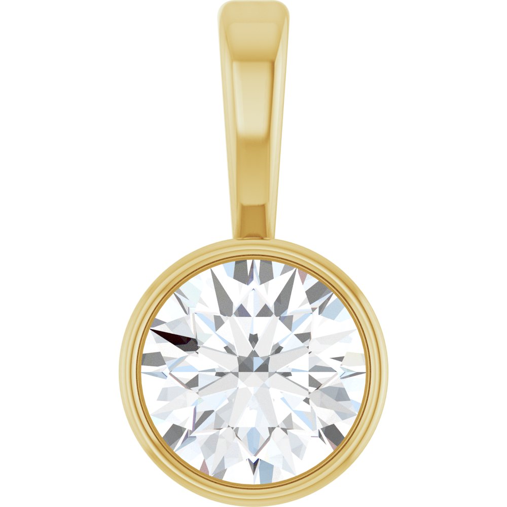 14K Yellow Gold 1/4 CT Lab-Grown Diamond Bezel-Set Solitaire Pendant