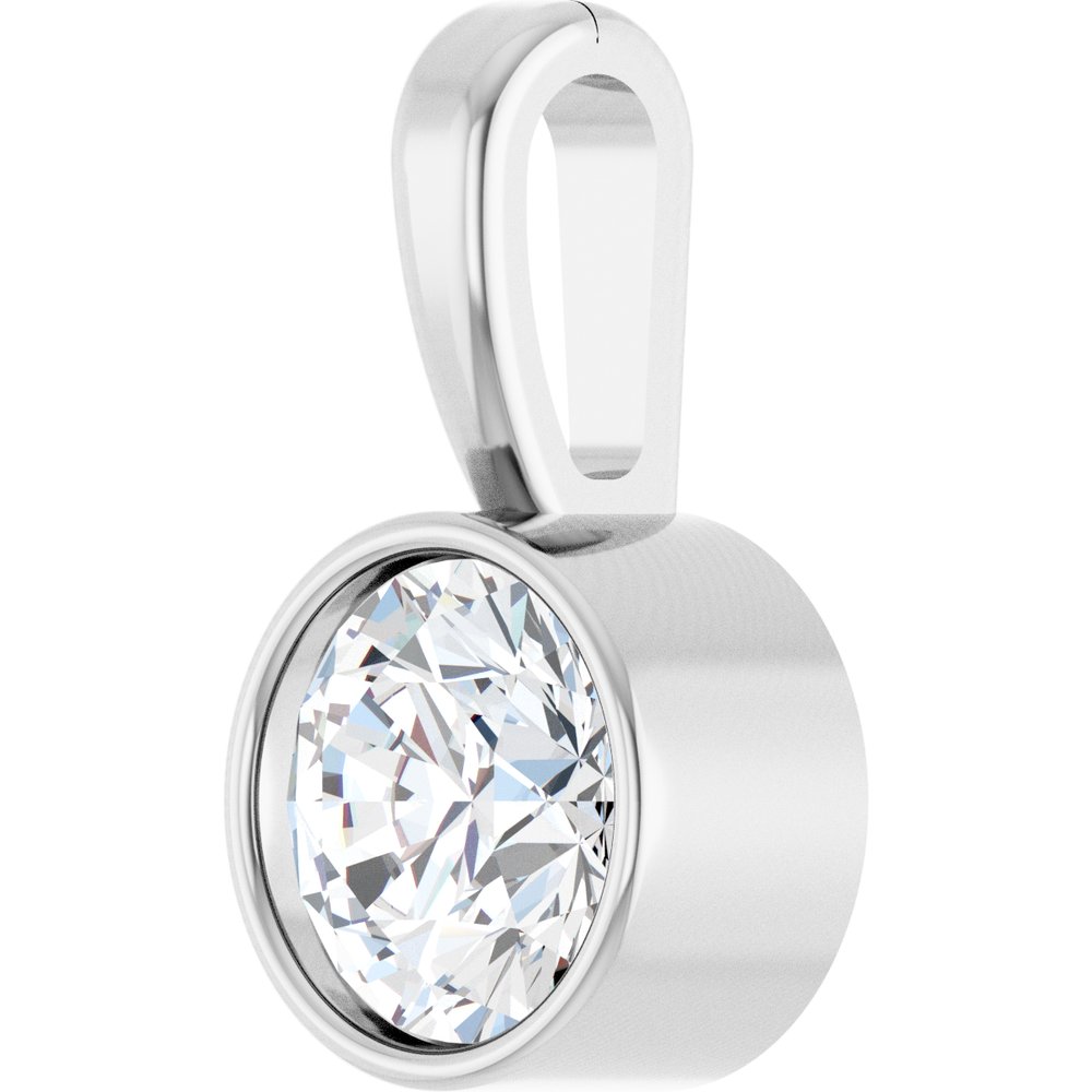 14K White Gold 1/4 CT Lab-Grown Diamond Bezel-Set Solitaire Pendant