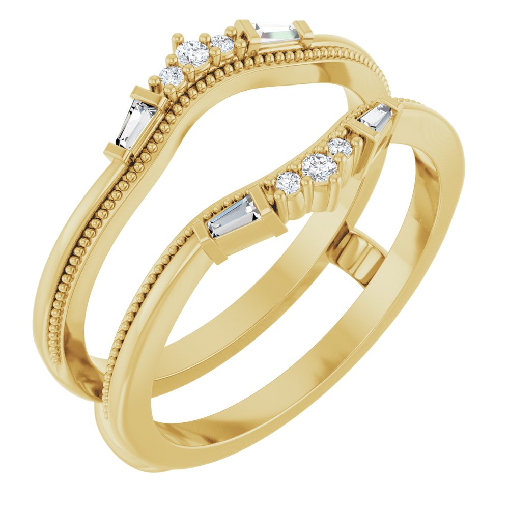 14K Yellow Gold 1/10 CTW Natural Diamond Art Deco Ring Guard