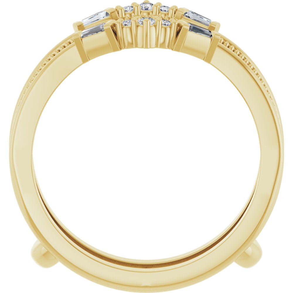 14K Yellow Gold 1/10 CTW Natural Diamond Art Deco Ring Guard