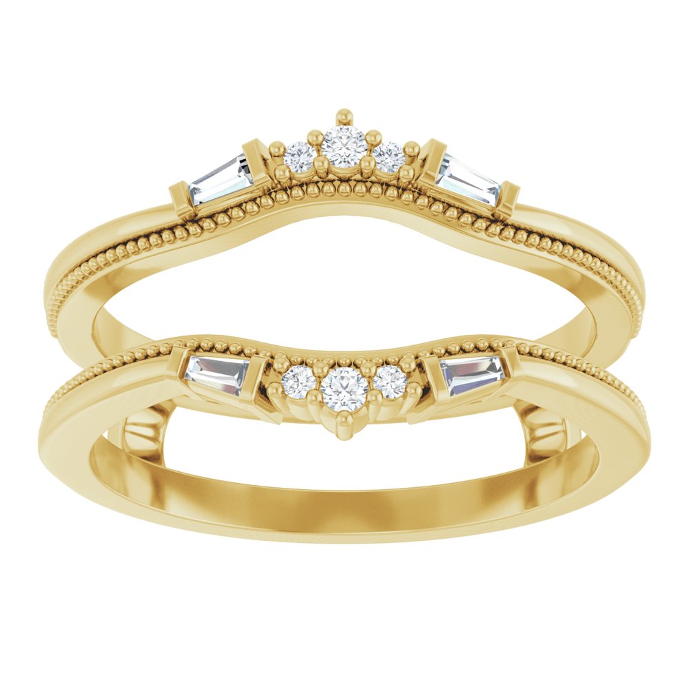 14K Yellow Gold 1/10 CTW Natural Diamond Art Deco Ring Guard