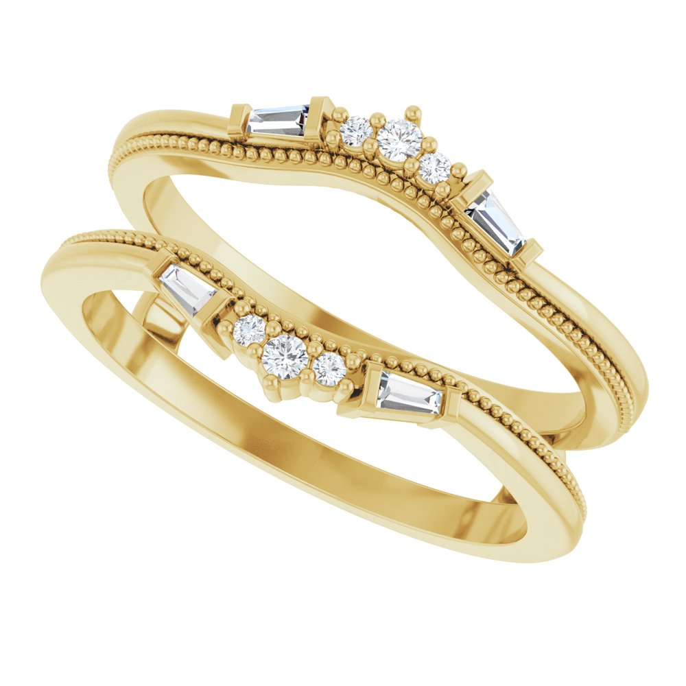 14K Yellow Gold 1/10 CTW Natural Diamond Art Deco Ring Guard