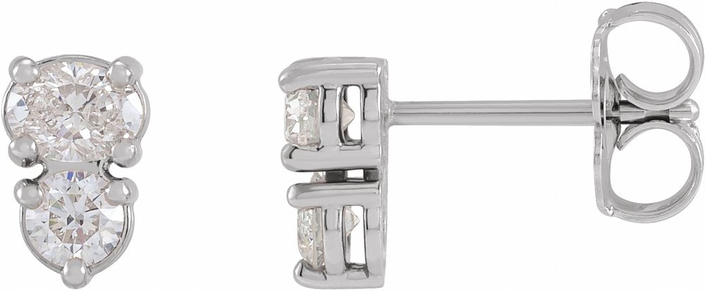 14K White 1/2 CTW Lab-Grown Diamond Two-Stone Earrings