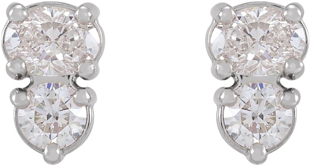14K White 1/2 CTW Lab-Grown Diamond Two-Stone Earrings