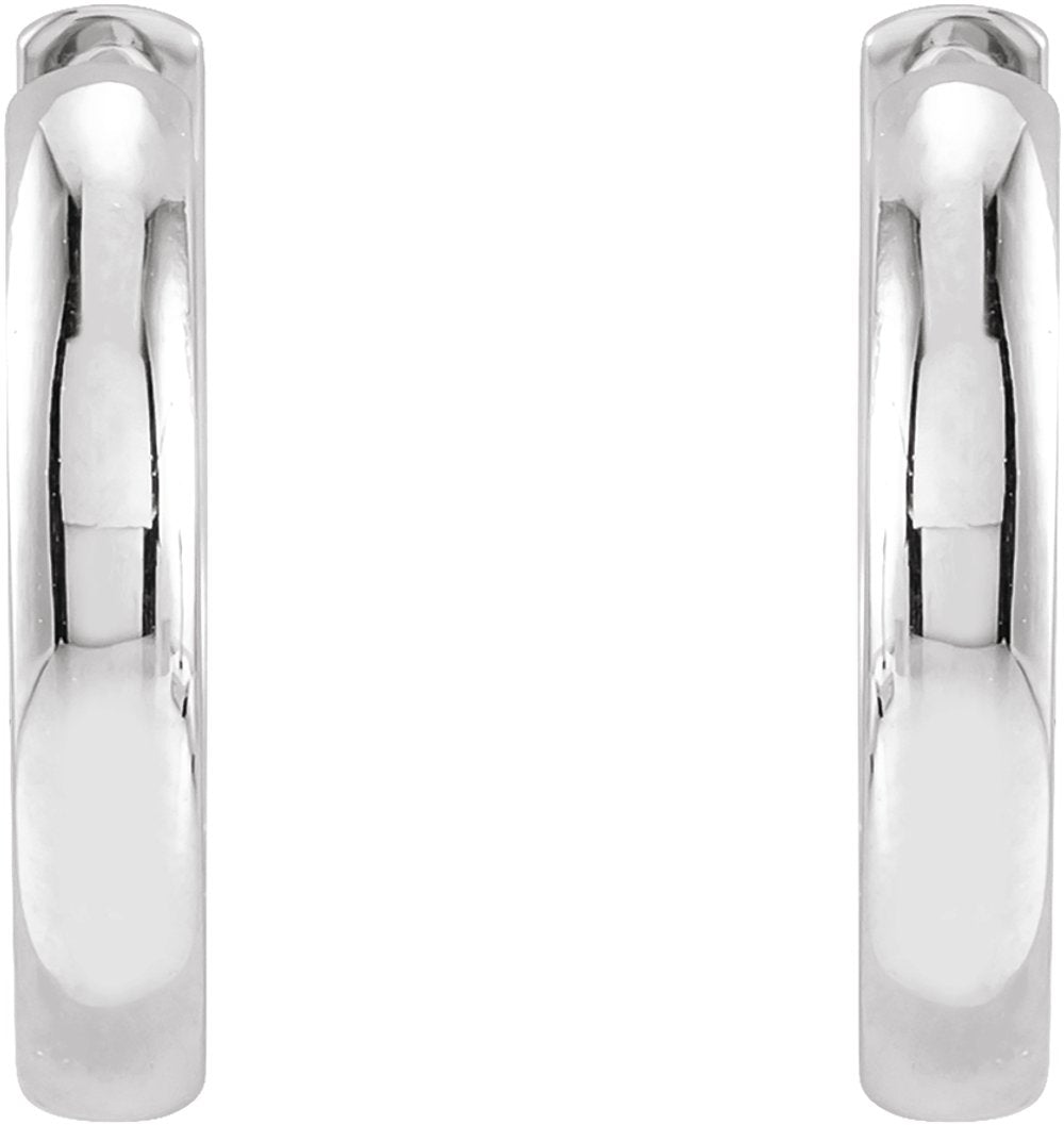14K White Gold 15 mm Hinged Hoop Earrings