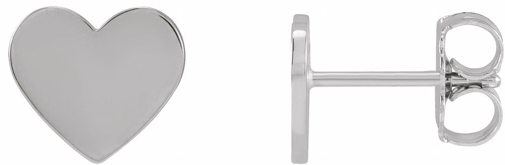14K White Gold 8 mm Engravable Heart Earrings