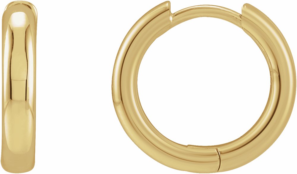 14K Yellow Gold Hinged 15 mm Hoop Earrings