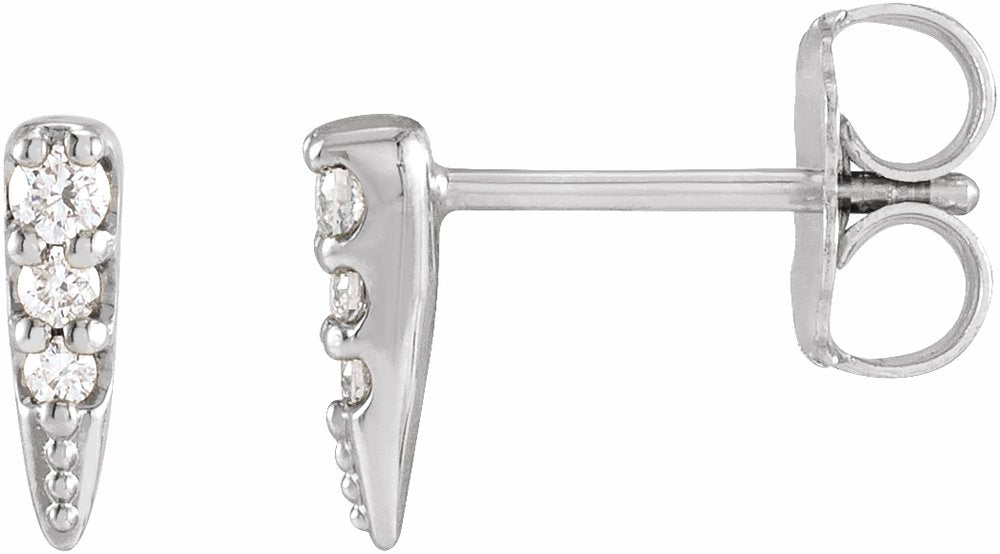 14K White Gold .07 CTW Natural Diamond Spike Earrings