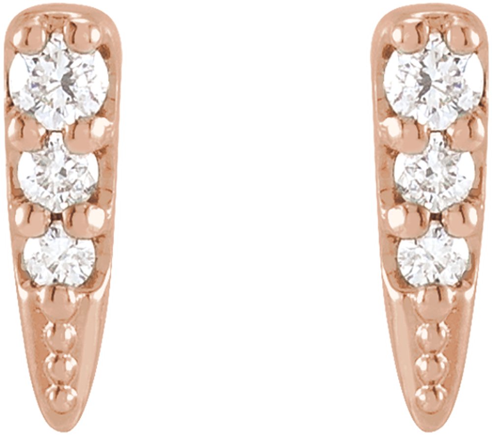 14K Rose .07 CTW Natural Diamond Spike Earrings