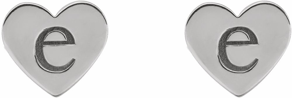 14K White Gold 8 mm Engravable Heart Earrings
