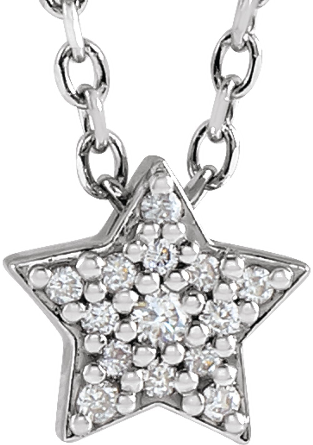 14K White Gold .04 CTW Natural Diamond Star 16-18" Necklace