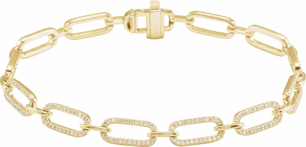14K Yellow Gold 9/10 CTW Natural Diamond Link 7" Bracelet