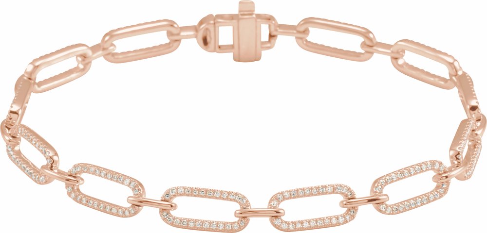 14K Rose Gold 9/10 CTW Natural Diamond Link 7" Bracelet