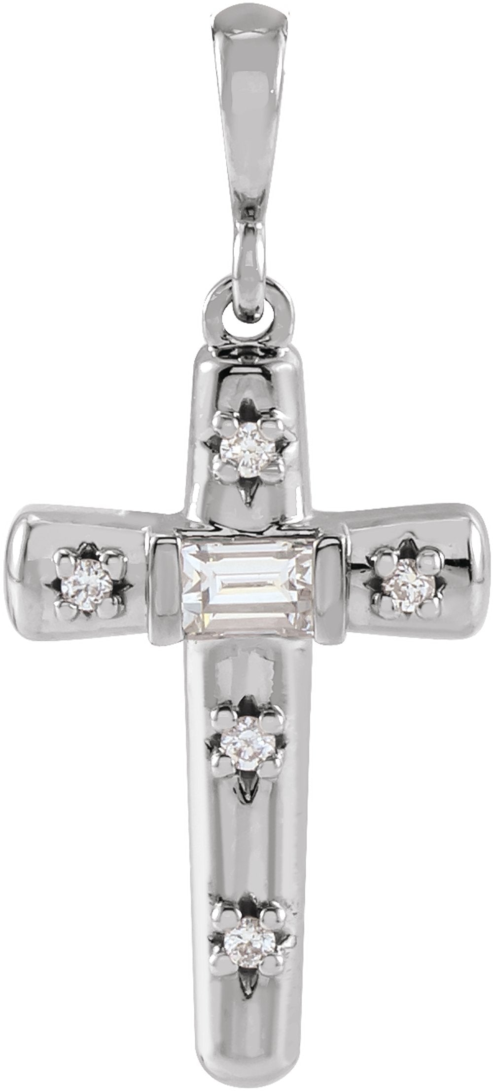 14K White Gold 1/8 CTW Natural Diamond Cross Pendant
