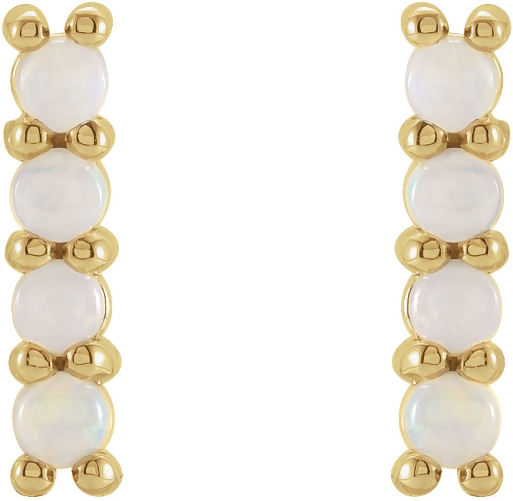 14K Yellow Gold Natural Ethiopian Opal Bar Earrings