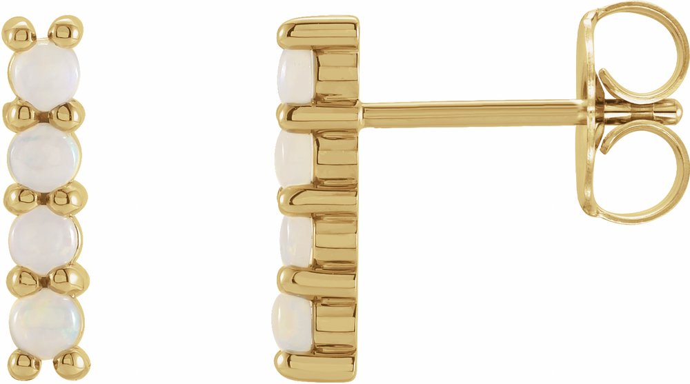 14K Yellow Gold Natural Ethiopian Opal Bar Earrings