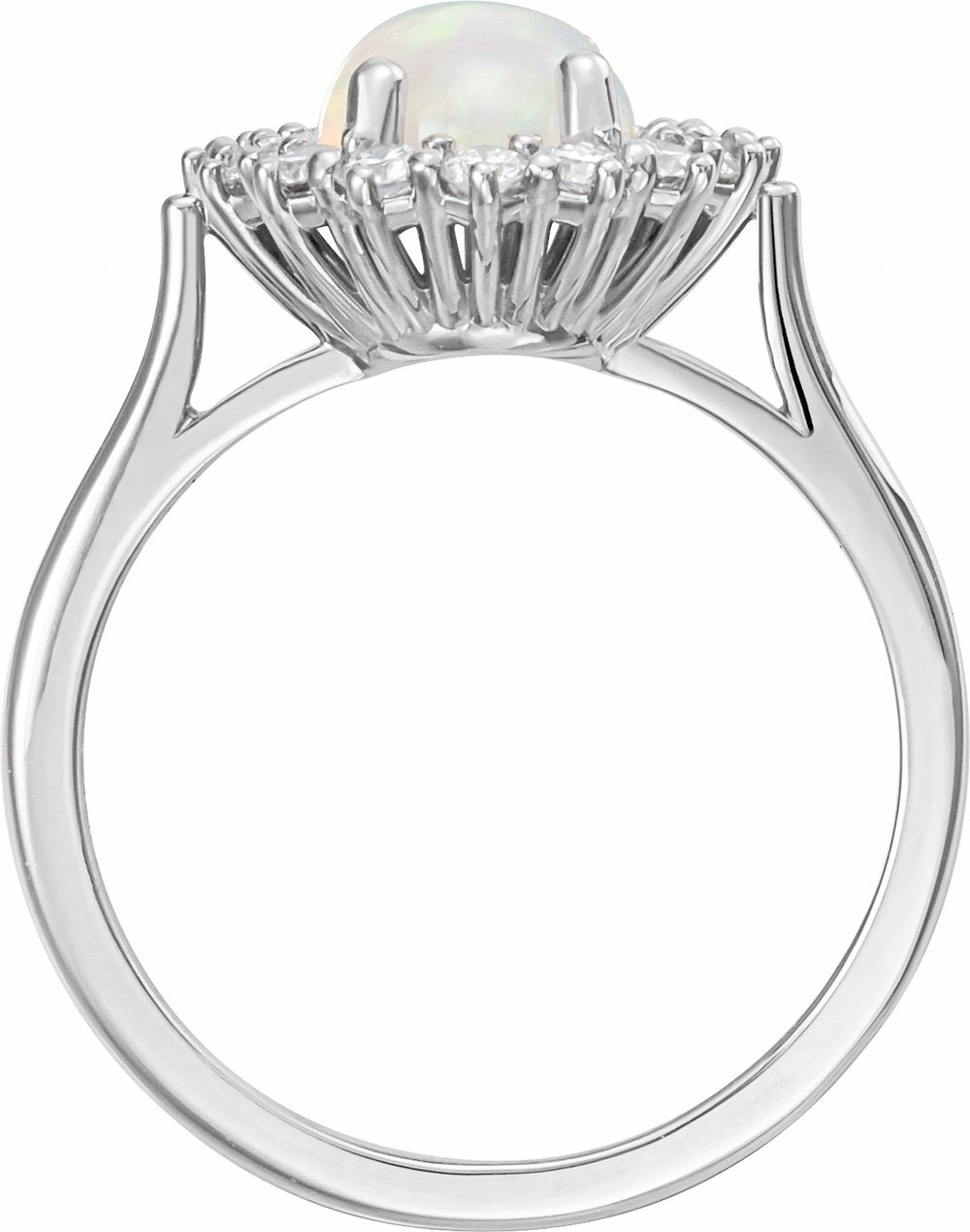 14K White Natural Ethiopian Opal & 1/5 CTW Natural Diamond Ring