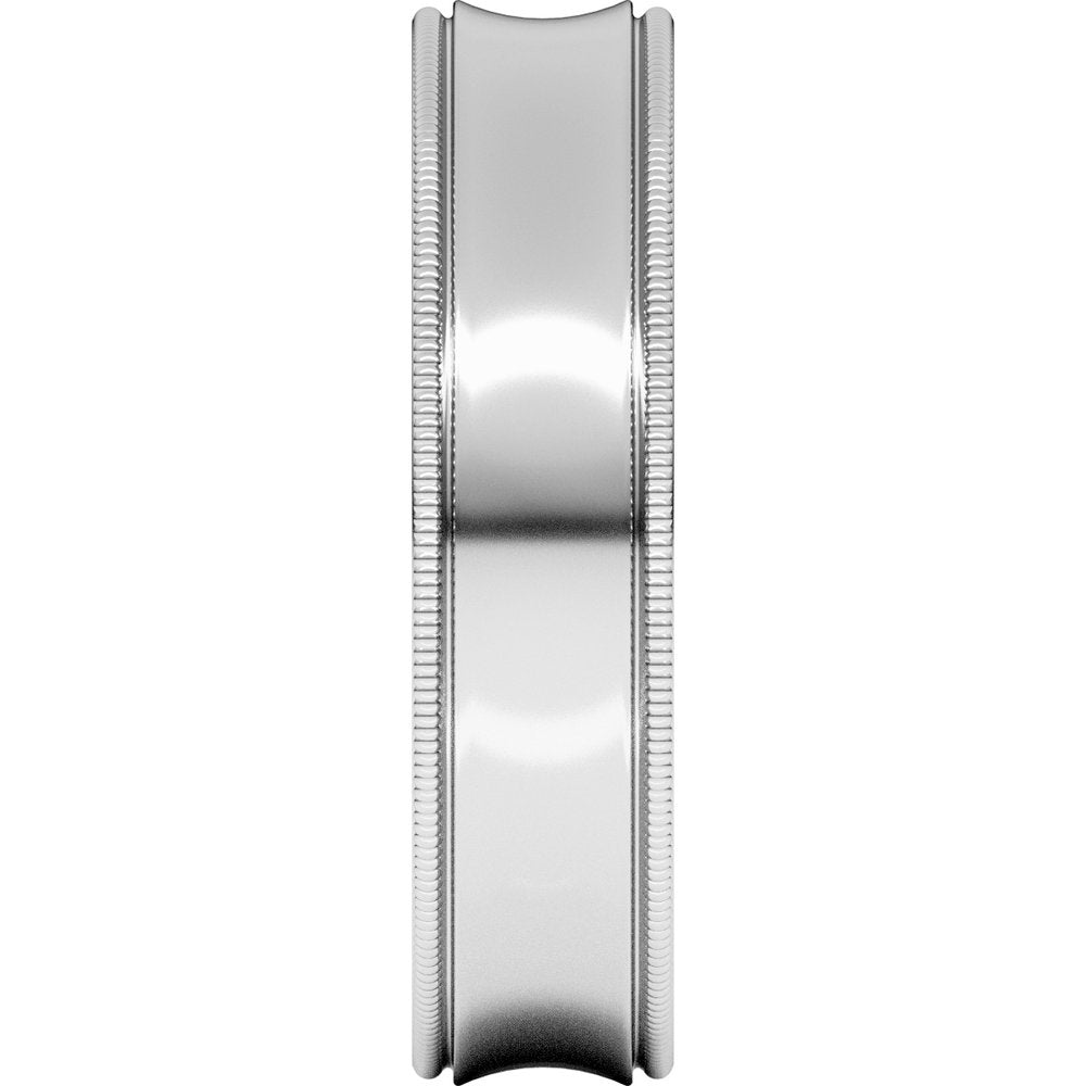 14K White 5 mm Milgrain Concave Comfort-Fit Band Size 8.5