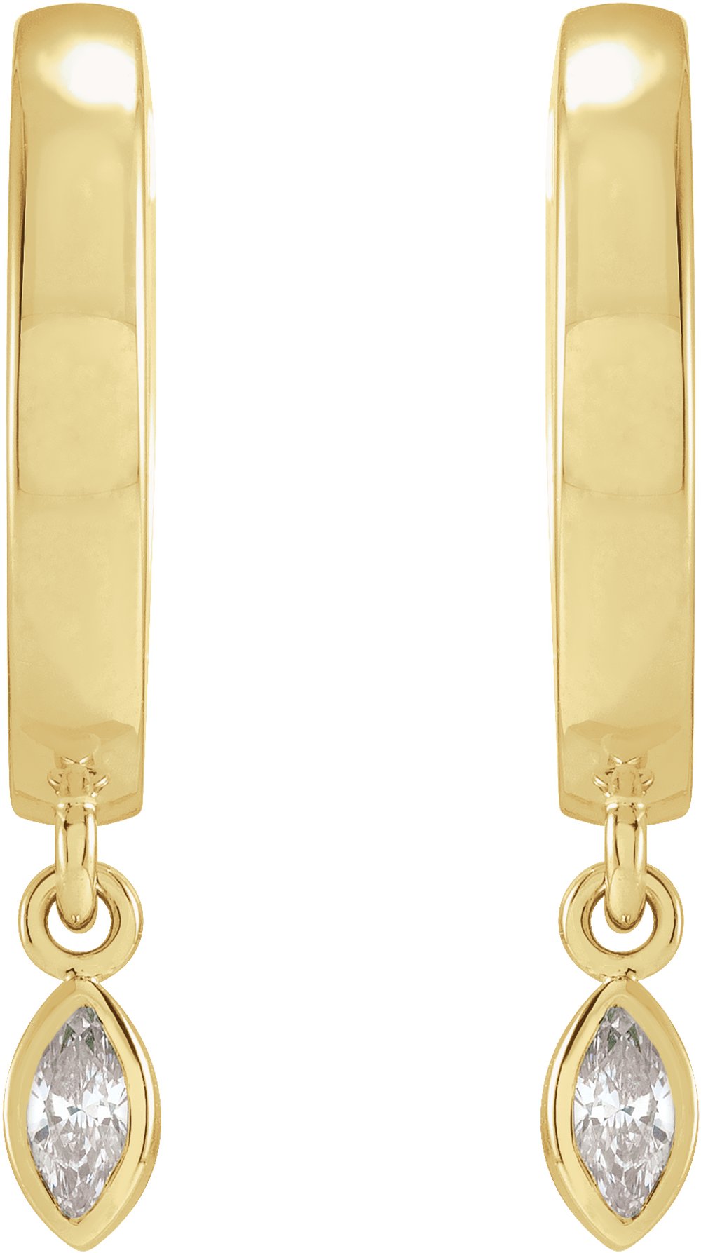14K Yellow Gold 1/8 CTW Natural Diamond Hinged Hoop Earrings