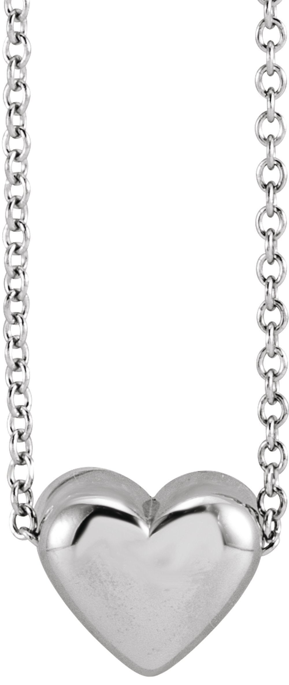 Sterling Silver Puffed Heart 16-18"Necklace